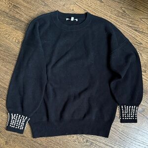 The Cashmere Project Black Sweater with embellished cuffs